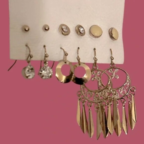 NWT Free People Dreamcatcher Gold tone Earrings Set 6 pair - Picture 3 of 3